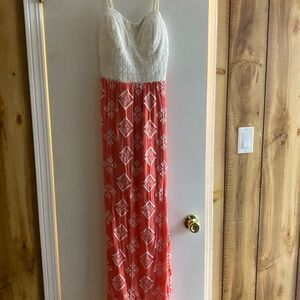 Lily Rose Strapless White and Coral Dress